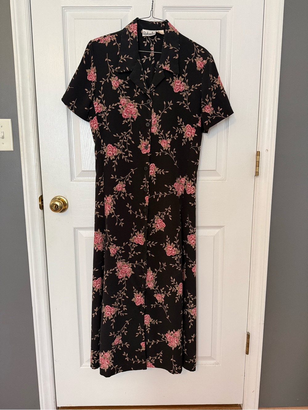 Rafaella Black Dress with Pink Floral Print